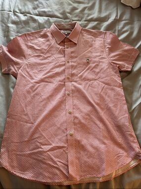 Ted Baker London Pink Micro Geo Short Sleeve Button-Down Shirt